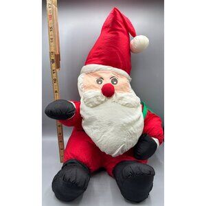 Vtg International Silver Co Nylon Parachute Santa Plush Decor Christmas